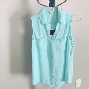 Tiffany blue Express sleeveless Portfino blouse- S